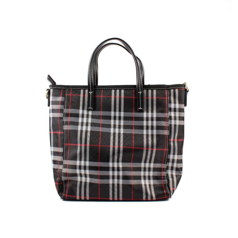 BOLSO LONA CUADROS NEGRO