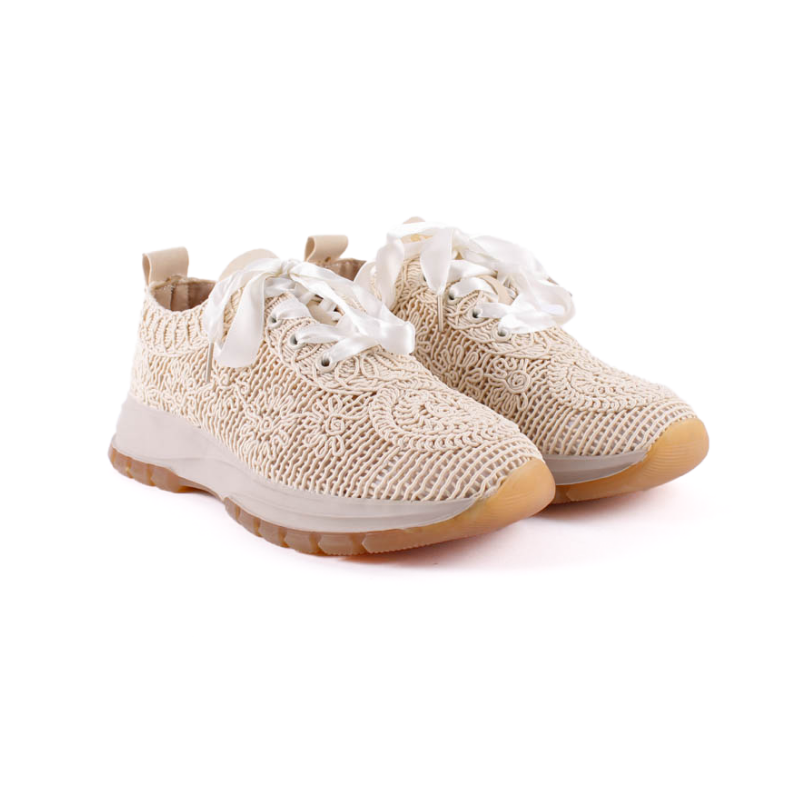 SNEAKER FLOR CROCHET BEIGE DOG30501