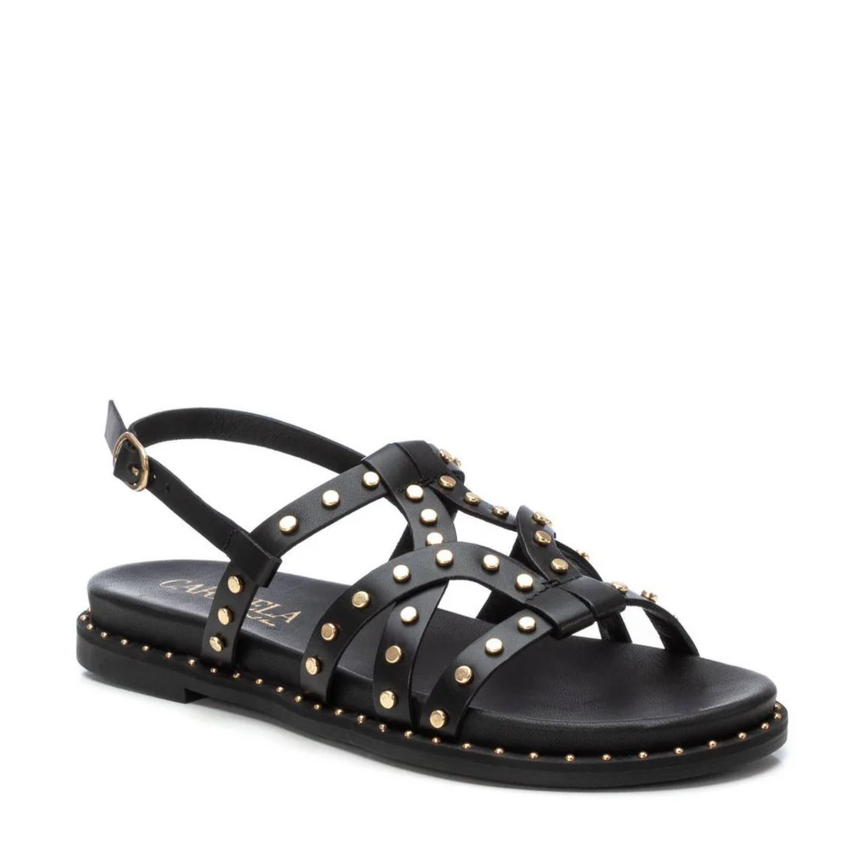 SANDALIA PLANA TACHAS NEGRO 162392