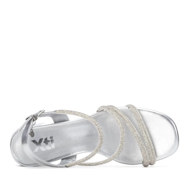 SANDALIA TIRAS STRASS PLATA 145260