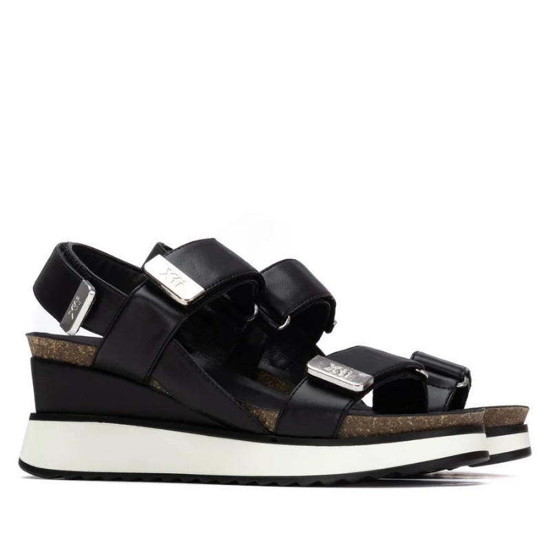 SANDALIA CUÑA VELCROS NEGRO 145254