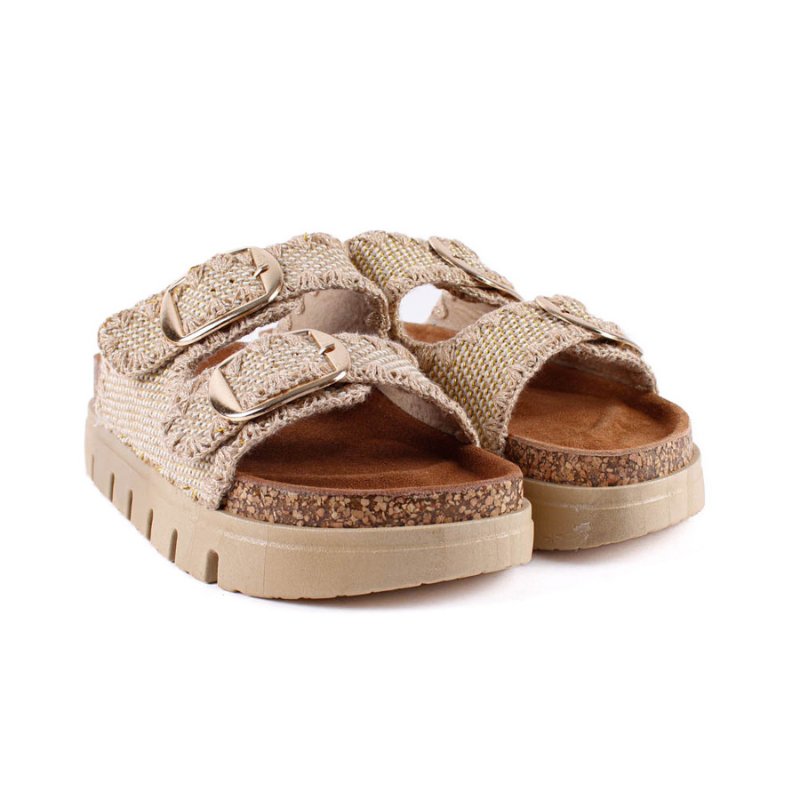 BIO DOBLE HEBILLA TEJIDO CAMEL 27-3049