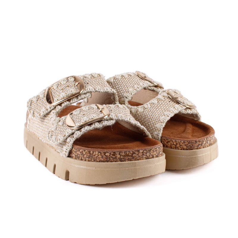 BIO DOBLE HEBILLA TEJIDO BEIGE 27-3049