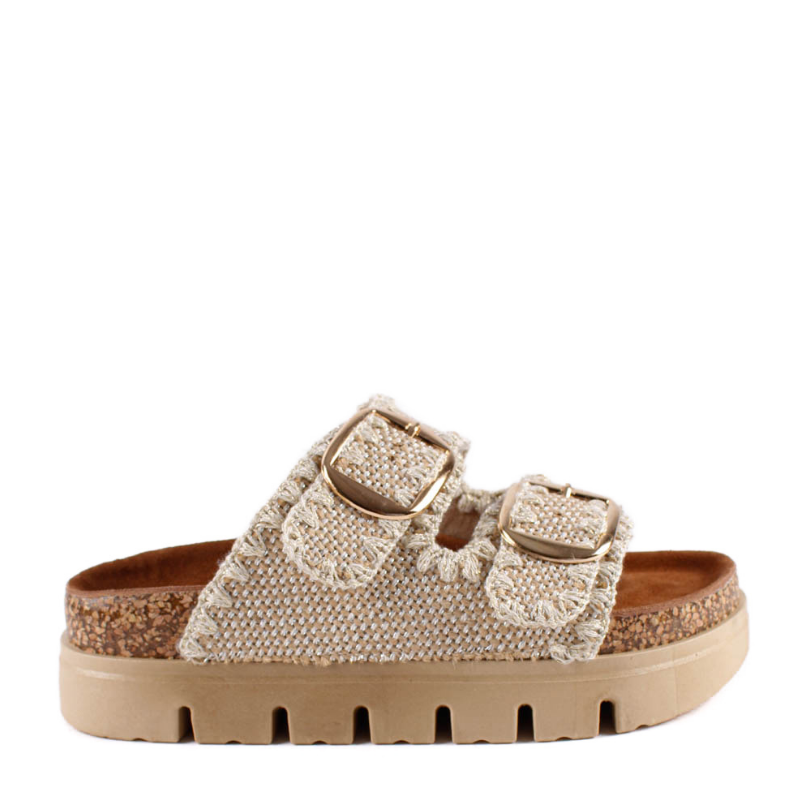 BIO DOBLE HEBILLA TEJIDO BEIGE 27-3049