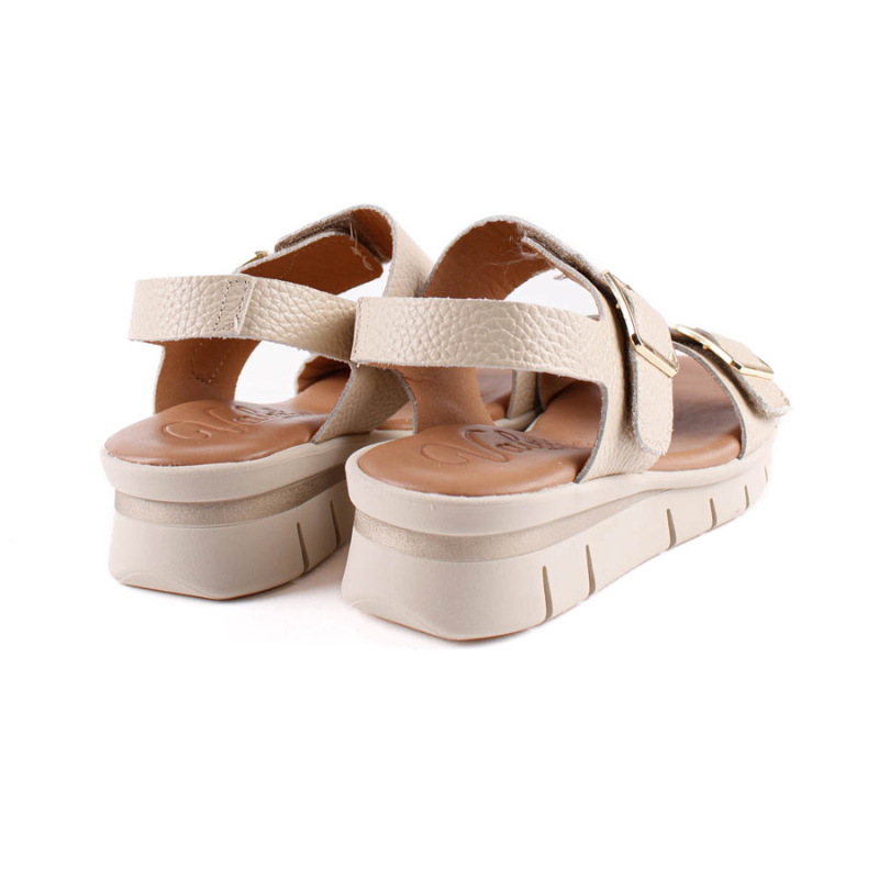 SANDALIA VELCROS CUÑA BEIGE 2602
