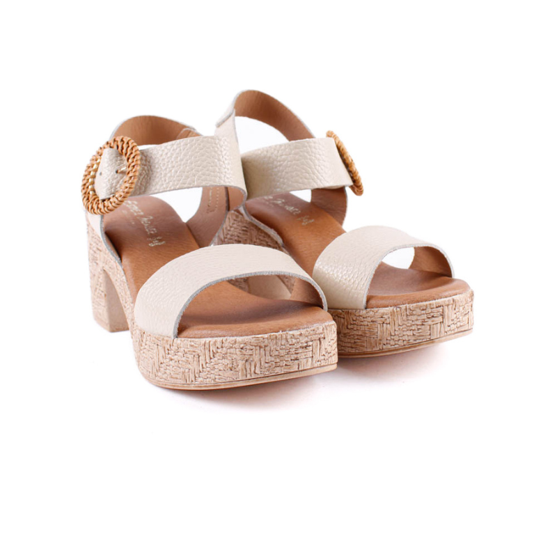 SANDALIA PLATAFORMA HEBILLA BEIGE 544