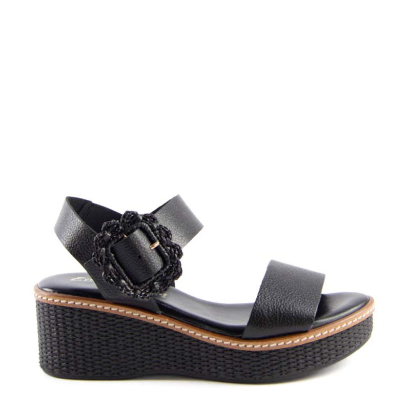 SANDALIA CUÑA HEBILLA NEGRO 434