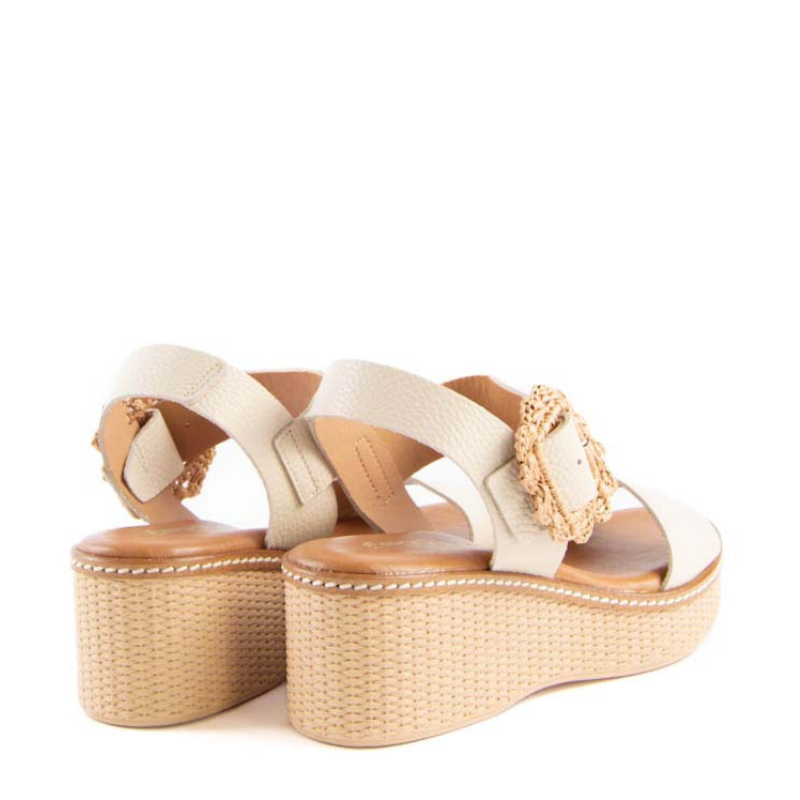 SANDALIA CUÑA HEBILLA BEIGE 434
