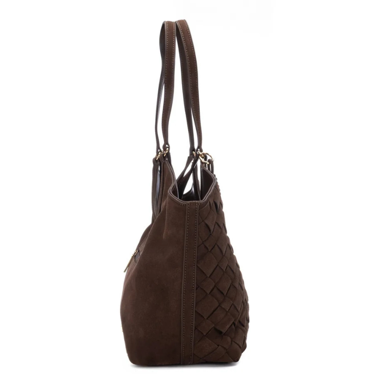 BOLSO GRABADO LLAVERO MARRON