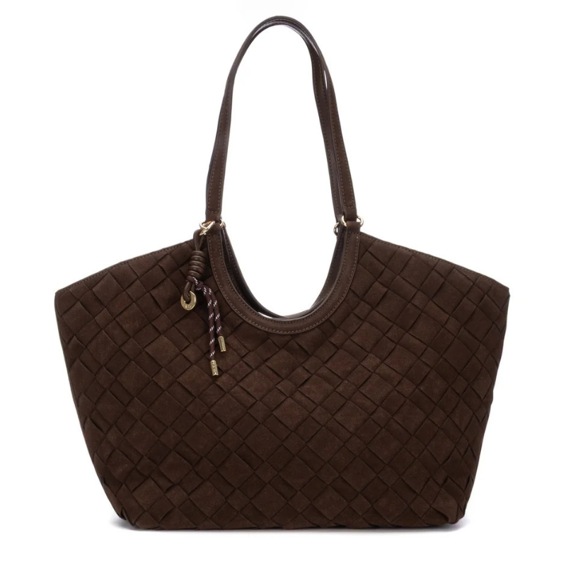 BOLSO GRABADO LLAVERO MARRON