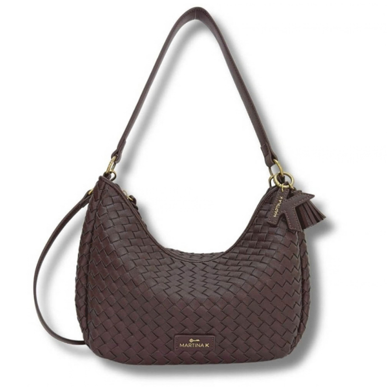 BOLSO OVALADO TRENZADO CAMEL