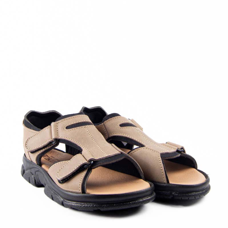 SANDALIA CERRADA VELCRO MARRON 7004