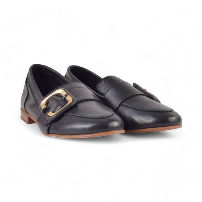 MOCASIN PIEL HEBILLA NEGRO 24655