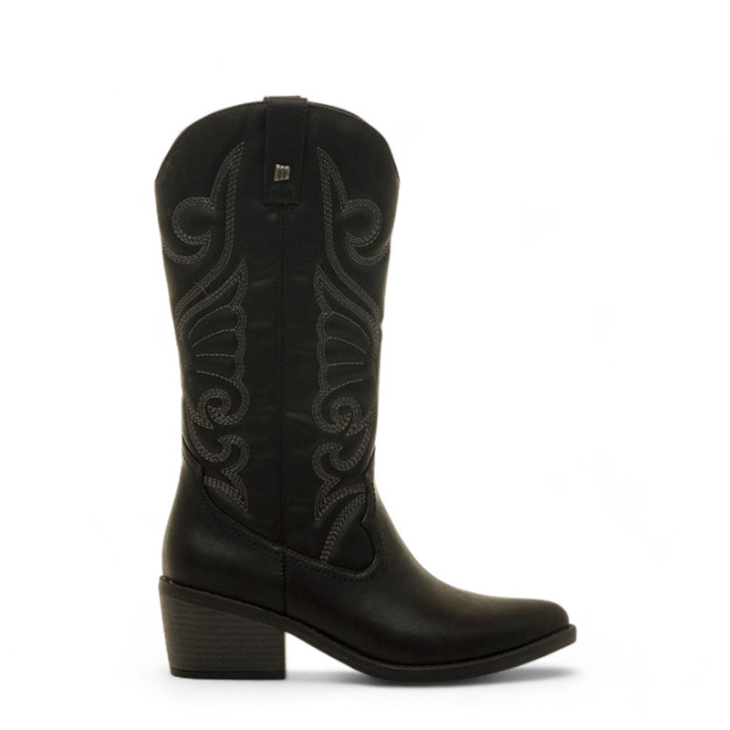 BOTA CAMPERA CAÑA BORDADA NEGRO 59794