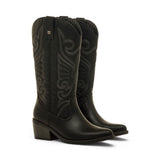 BOTA CAMPERA CAÑA BORDADA NEGRO 59794