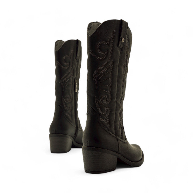 BOTA CAMPERA CAÑA BORDADA NEGRO 59794