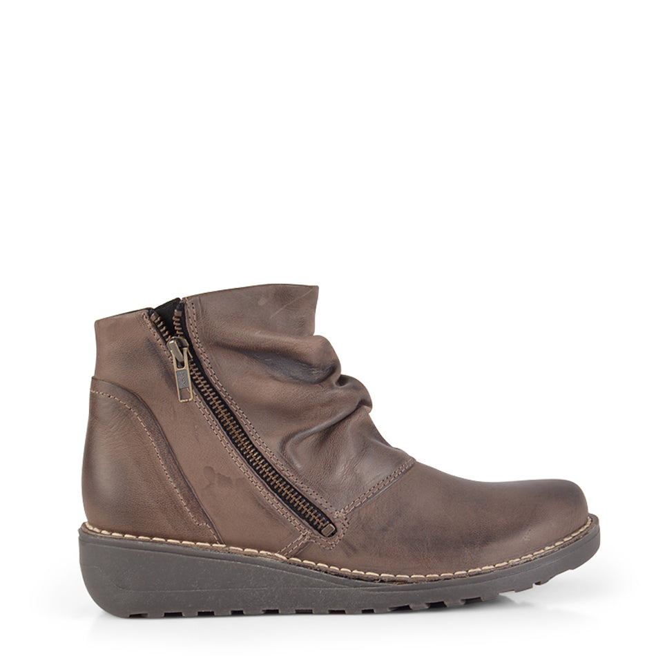 BOTIN CUÑA ARRUGA CREMALLERA TAUPE 6432