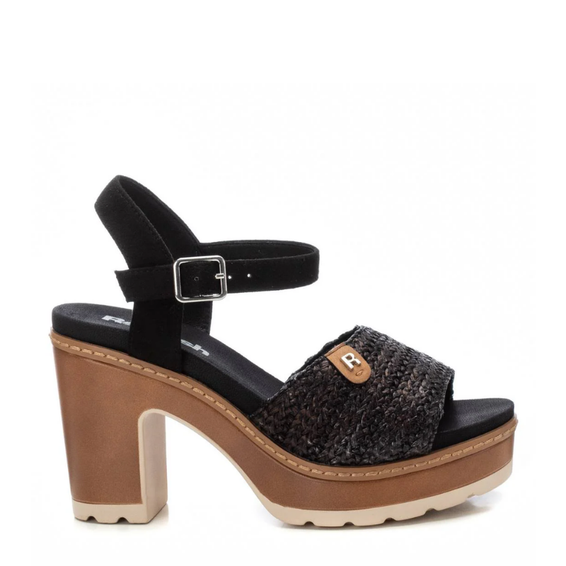 SANDALIA RAFIA TACON NEGRO 172704