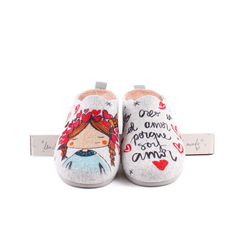 ZAPATILLA CASA AMOR GRIS ILC2522013F