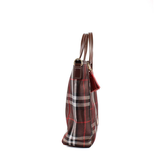 BOLSO LONA CUADROS MARRON