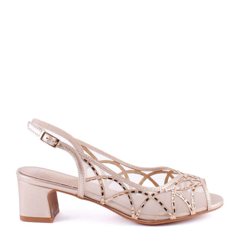 SANDALIA REJILLA STRASS TAUPE C-507