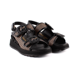 SANDALIA CUÑA HEBILLA RAFIA NEGRO 85869C