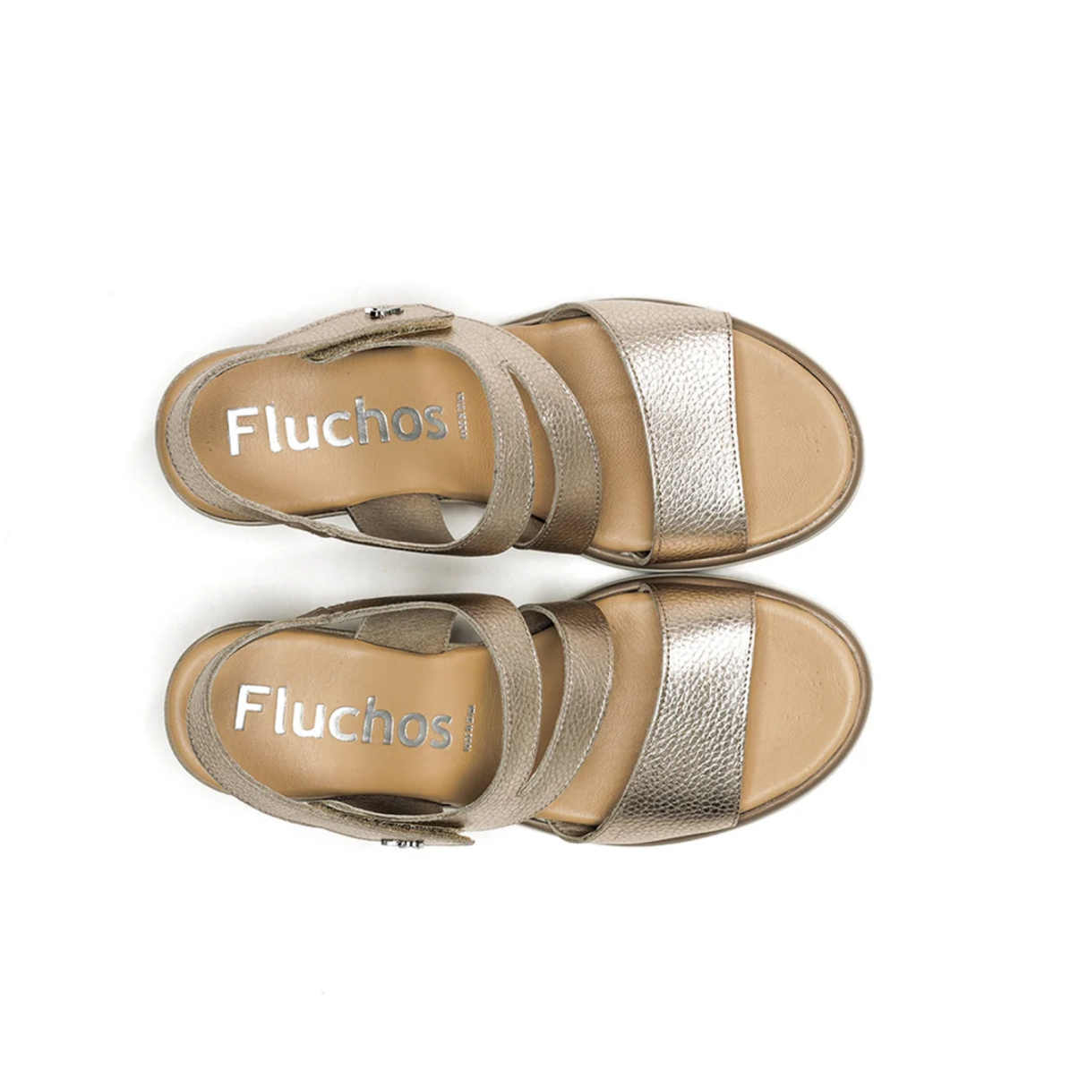 SANDALIA VELCRO CUÑA PLATINO F1973