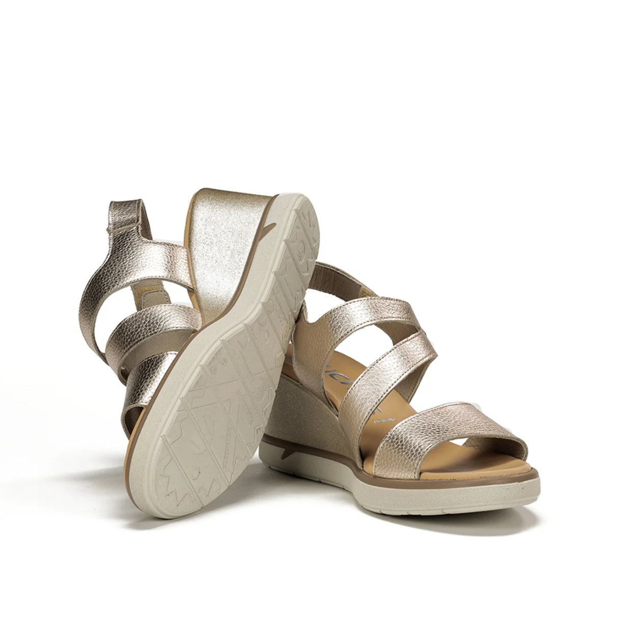 SANDALIA VELCRO CUÑA PLATINO F1973