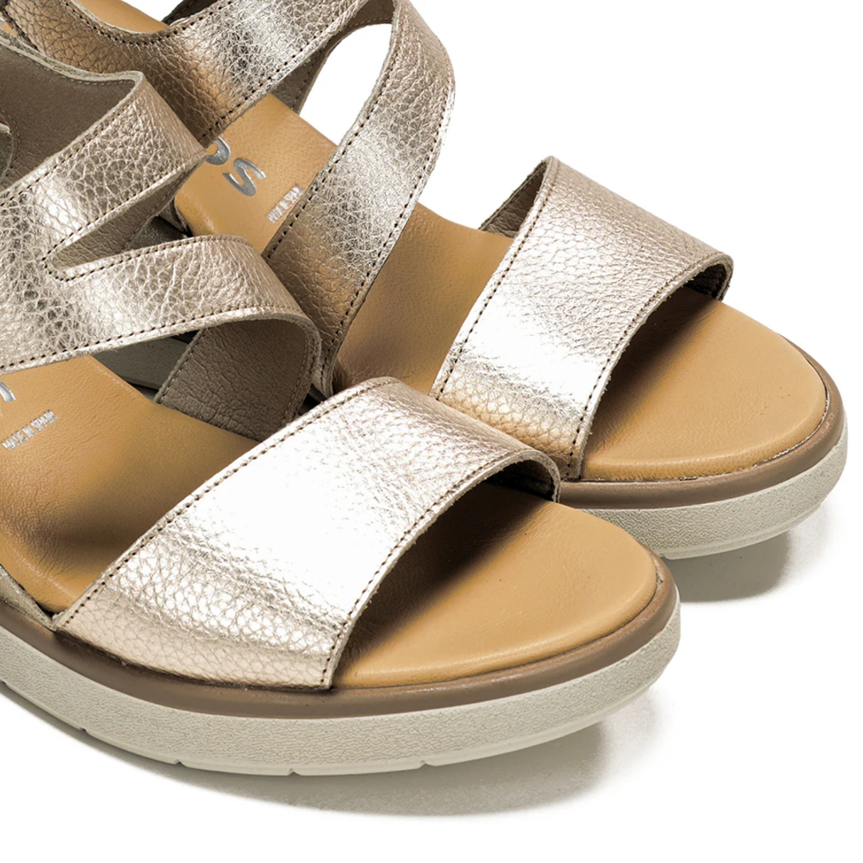 SANDALIA VELCRO CUÑA PLATINO F1973