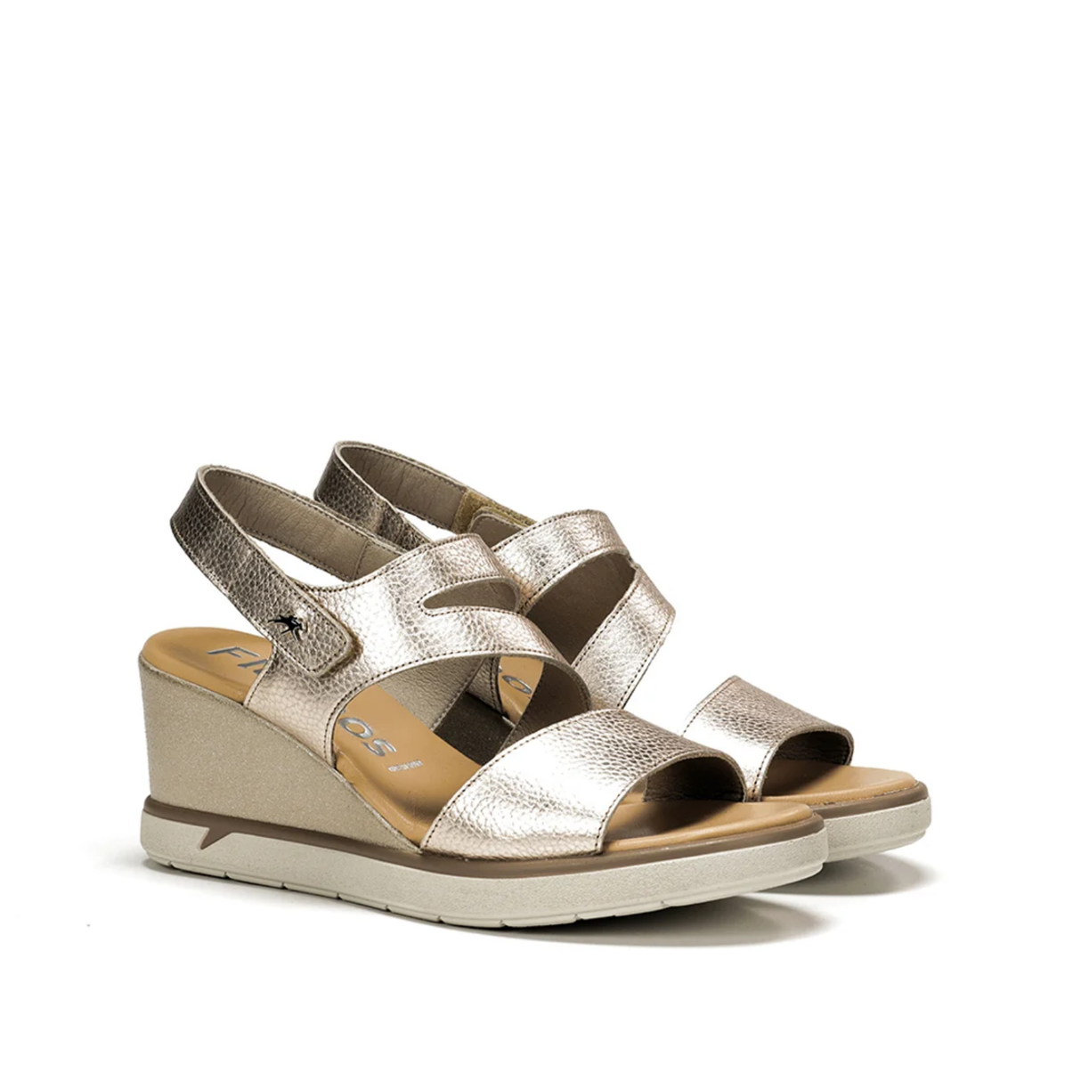 SANDALIA VELCRO CUÑA PLATINO F1973