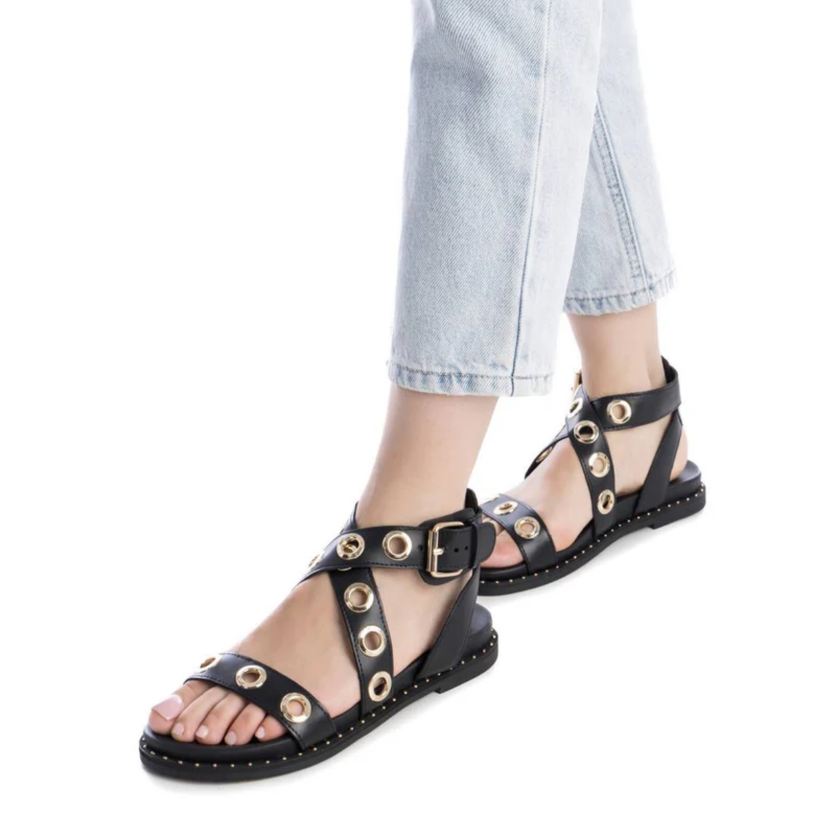 SANDALIA OJETES NEGRO 162389