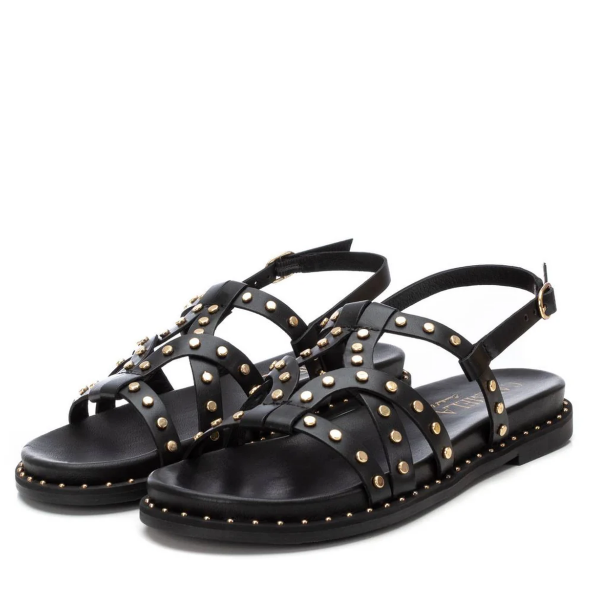 SANDALIA PLANA TACHAS NEGRO 162392