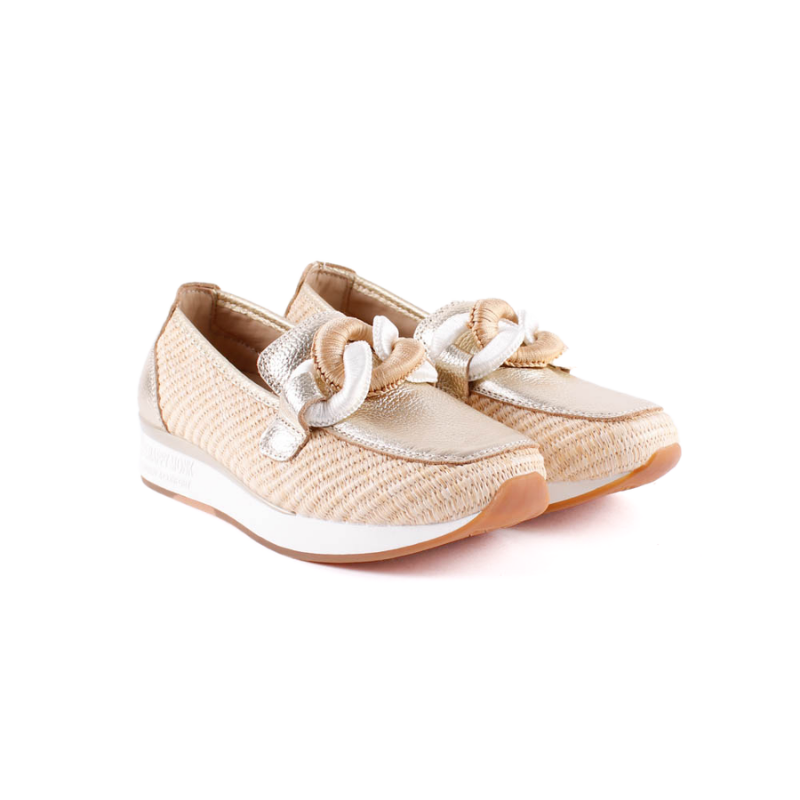 MOCASIN RAFIA ESLABON PLATINO VANITY011