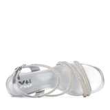 SANDALIA TIRAS STRASS PLATA 145260