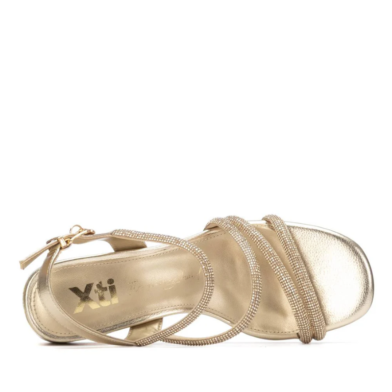 SANDALIA TIRAS STRASS ORO 145260