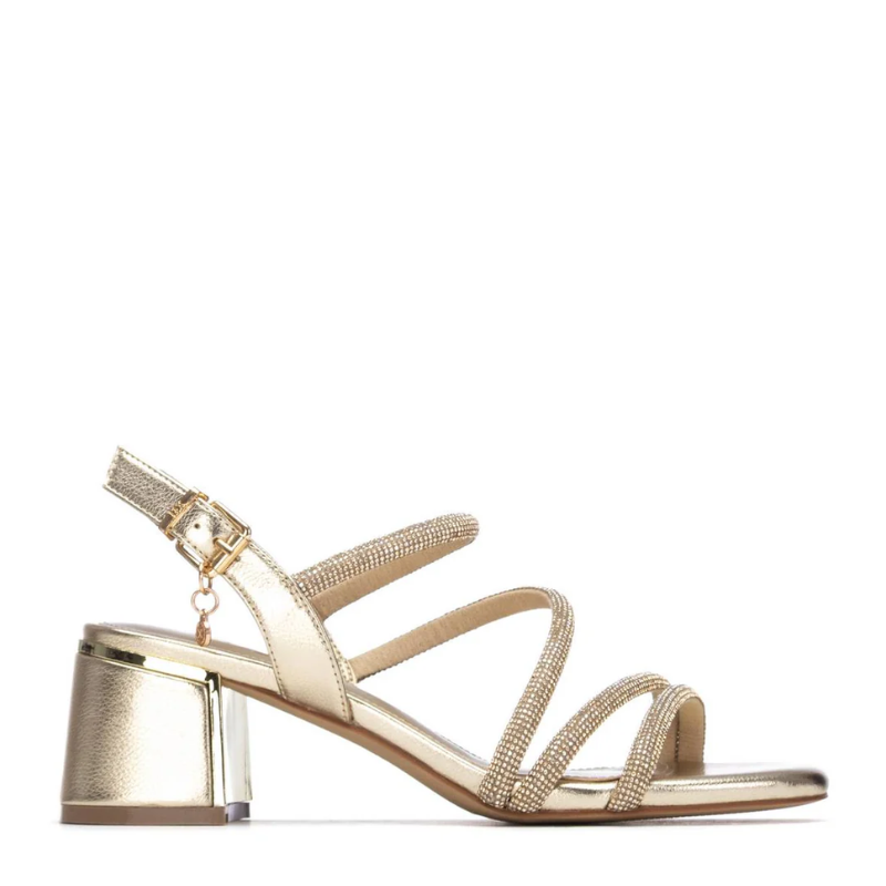 SANDALIA TIRAS STRASS ORO 145260