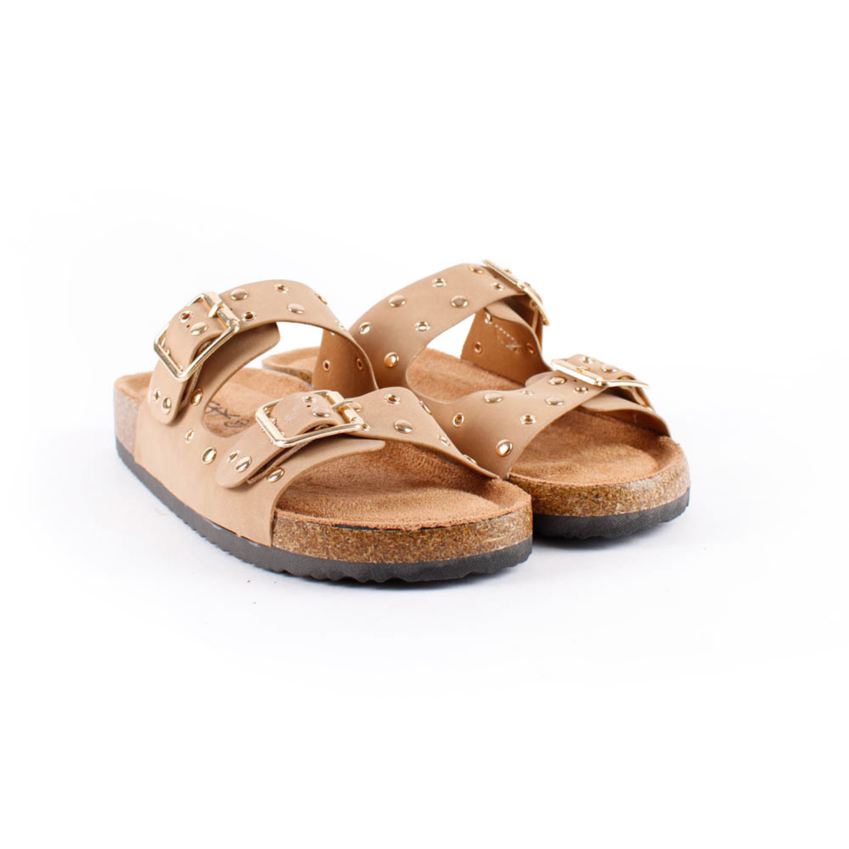 BIO DOBLE HEBILLA TACHAS BEIGE 18-3026