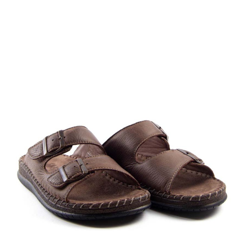 SANDALIA HEBILLAS COSIDO MARRON 13190