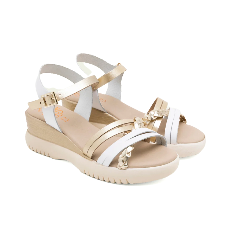 SANDALIA TIRAS BLANCO ORO 3269