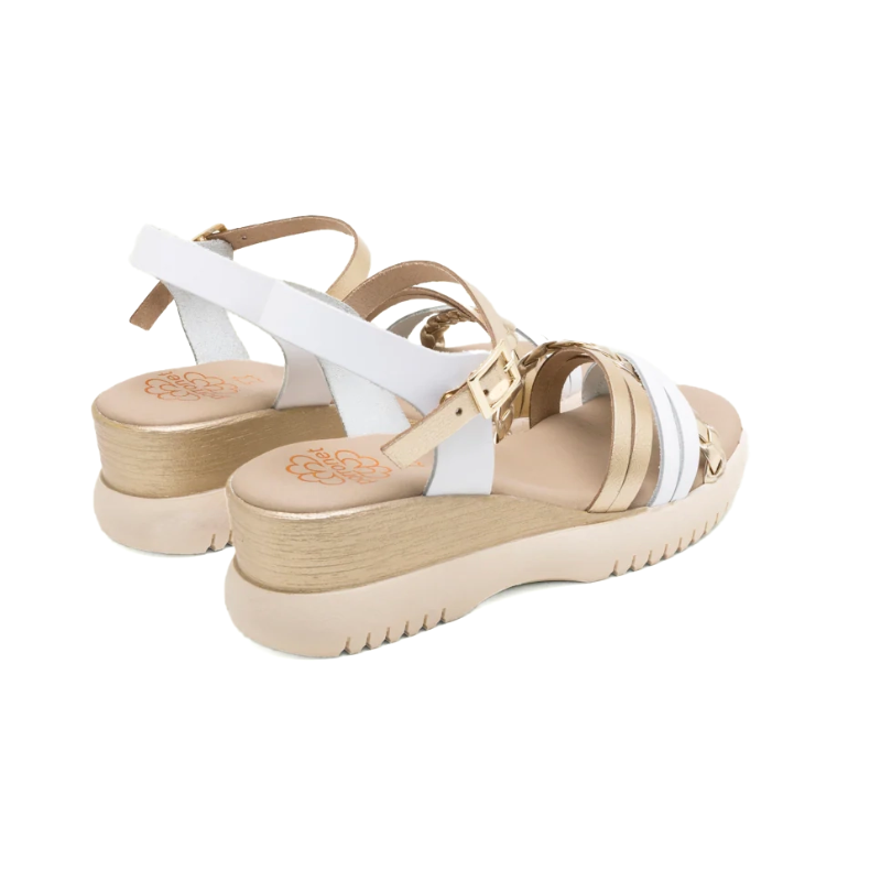 SANDALIA TIRAS BLANCO ORO 3269