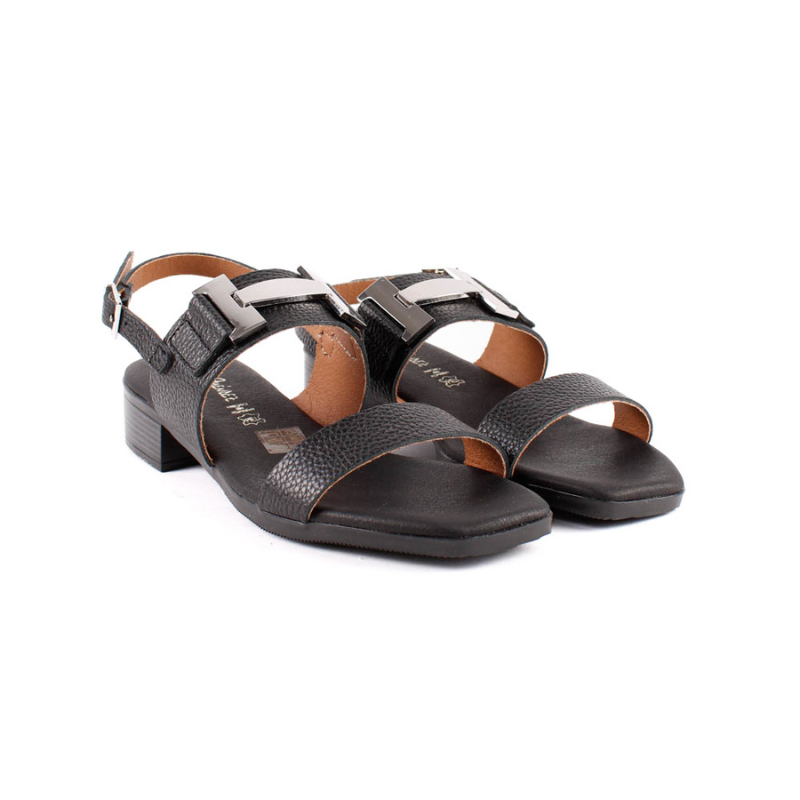 SANDALIA DOBLE TIRA APLIQUE NEGRO 5892