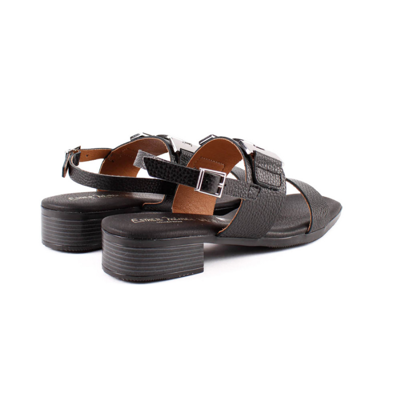 SANDALIA DOBLE TIRA APLIQUE NEGRO 5892