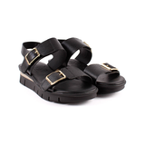 SANDALIA VELCROS CUÑA NEGRO 2602