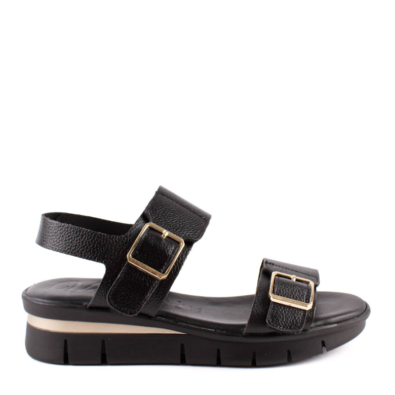SANDALIA VELCROS CUÑA NEGRO 2602