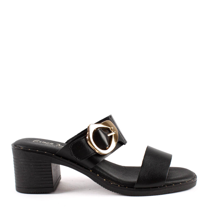SANDALIA DOBLE TIRA HEBILLA NEGRO 555
