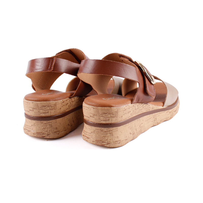 SANDALIA HEBILLA VELCRO COMBI CUERO 518
