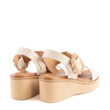 SANDALIA CUÑA HEBILLA BEIGE 434