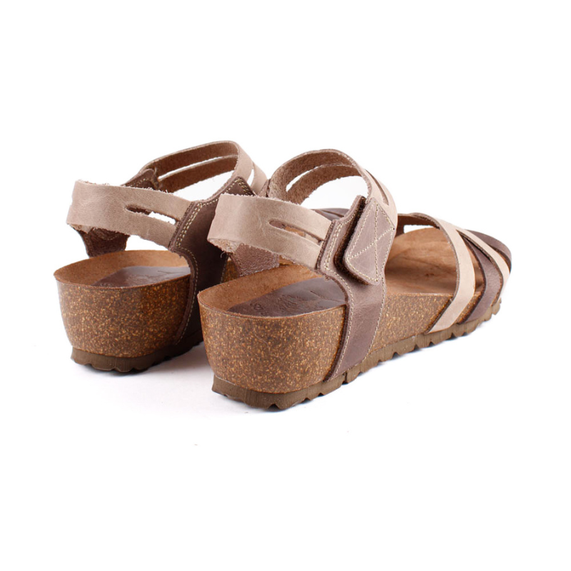 SANDALIA BIO VELCRO PARDO BEIGE 5338