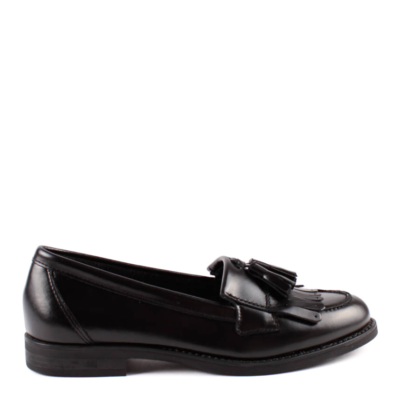 MOCASIN FLECOS Y BORLA PIEL NEGRO 1110