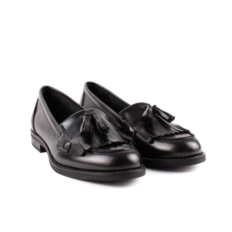 MOCASIN FLECOS Y BORLA PIEL NEGRO 1110